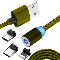 Kabel Magnetyczny 3W1 Do Iphone Micro Usb Typ-C 1M