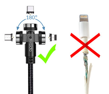 Kabel Magnetyczny Obrotowy YESIDO 540° 3w1 Iphone Lightining USB-C MicroUSB - Inny producent