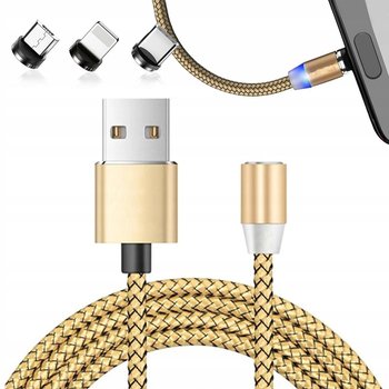 Kabel Magnetyczny Przwód Do Ładowania 3W1 Micro Typ-C Usb Lightning 1M - VERK GROUP