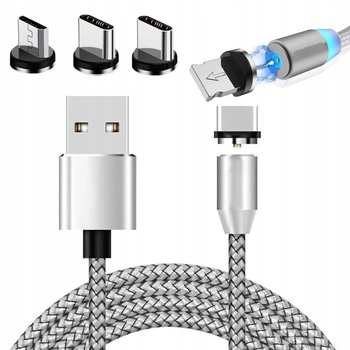 Kabel Magnetyczny Przwód Do Ładowania 3W1 Micro Typ-C Usb Lightning 1M - VERK GROUP