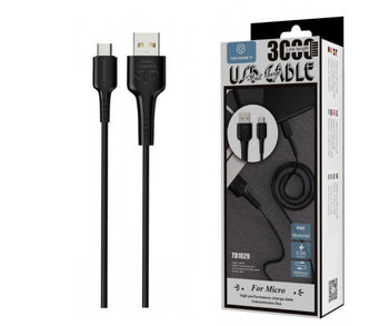 Kabel Micro USB 2A 3m CZARNY szybkie ładowanie TECHANCY TB1629 - TECHANCY