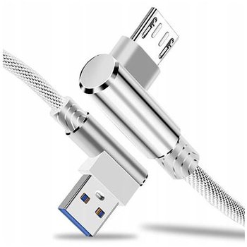 Kabel Micro-USB Fast Charge QC Angle 90° - Srebrny - EtuiStudio