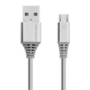 Kabel Micro-USB na USB o długości 1 m do smartfonów i tabletów, ładowanie/synchronizacja – srebrny - Avizar