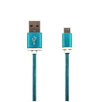 Kabel Micro-USB pleciony nylon 1m - Niebieski. - EtuiStudio