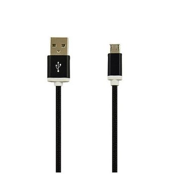 Kabel Micro-USB pleciony nylon 2A, 1m - Czarny. - EtuiStudio