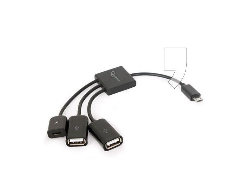 Zdjęcia - Czytnik kart pamięci / hub USB Gembird Kabel microUSB - 2x USB + microUSB , 0.13 m 