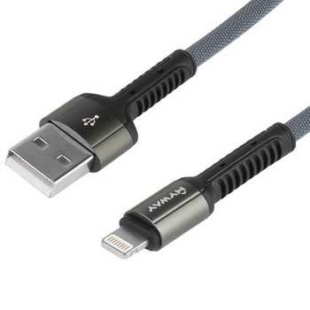 Kabel MYWAY do ładowania i synchronizacji, mikrofibrowy, 200 cm, USB / Lightning - Myway