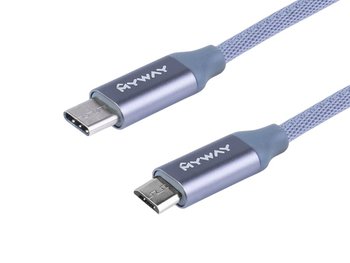 Kabel MYWAY do ładowania i synchronizacji, w oplocie z mikrofibry, 120 cm, USB-C   micro USB - Carmotion