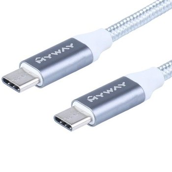 Kabel MYWAY do ładowania i synchronizacji, w oplocie z mikrofibry, 120 cm, USB-C / USB-C v3.0 - Myway