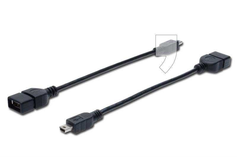Kabel OTG USB AF - miniUSB BM ASSMANN AK-300310-002-S, 0.2 m