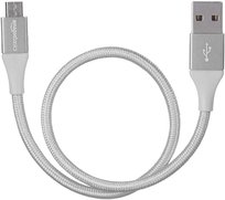 Kabel przejściówka ZŁĄCZE USB A - Micro-B 2.0 0,3m Srebrny 5V AMAZON Basics