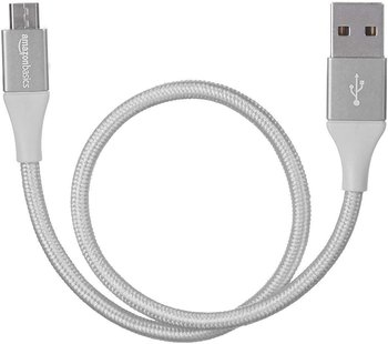 Kabel przejściówka ZŁĄCZE USB A - Micro-B 2.0 0,3m Srebrny 5V AMAZON Basics - Amazon Basics