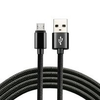 Kabel przewód pleciony USB - micro USB everActive CBB-2MB 200cm z obsługą szybkiego ładowania do 2,4A czarny