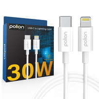 Kabel przewód POLION USB-C - LIGHTNING 30W PD do iPhone iPad iPod 1m biały