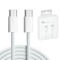 Kabel przewód USB-C do USB-C Type-C do szybkiego ładowania PD 60W nylonowy oplot do Apple iPad mini/Air/Pro iPhone 15/16/Pro/Plus/Max 100cm 1m (Box) (Biały) MFC