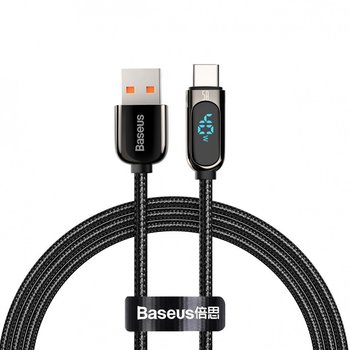Kabel przewód USB Typ-C 100cm Baseus Display LCD Quick Charge 5A z obsługą szybkiego ładowania - czarny (CATSK-01) - Baseus