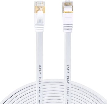 Kabel Sieciowy Lan Ethernet Płaski Rj45 Sftp Cat7 Biały 10M - Tradebit