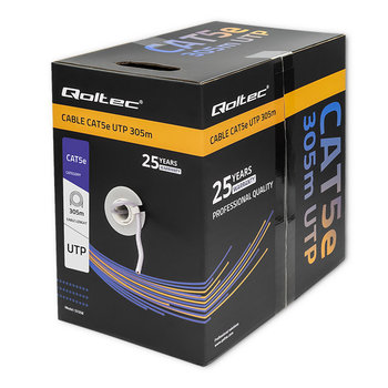 Kabel Sieciowy Lan Utp Ethernet Skrętka Cat5E 305M Qoltec Drut Cca - Szary - Qoltec