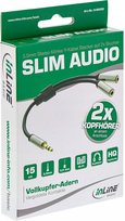 Kabel SLIM InLine Jack 3.5mm - Jack 3.5mm x2 0.15m srebrny (S-99250) InLine