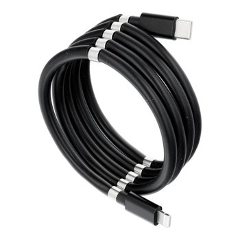 Kabel Typ C do iPhone Lightning 8-pin Power Delivery PD18W magnetycznie zwijany 3A C673 czarny 1 metr - Inny producent