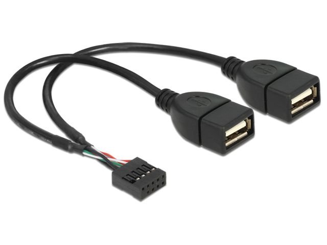 Фото - Кабель Delock Kabel USB 2.0 10 pin header - 2 x USB-A 2.0 , 0.2 m 