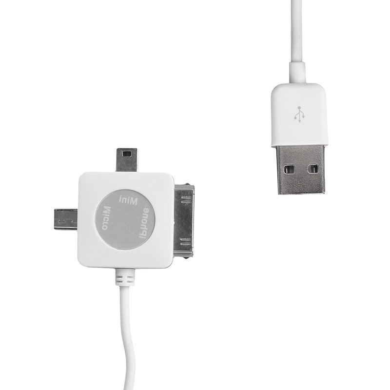 Zdjęcia - Kabel Whitenergy  USB - 30-pin/miniUSB/microUSB iPhone 4 , 1 m 