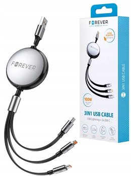 Kabel Usb 3W1 2 X Type C / Do Iphone Lightning 3A Mocny 100W Forever - Forever