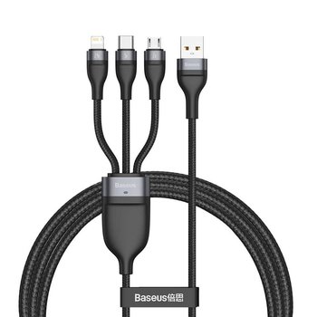 Kabel USB 3w1 Baseus Flash Series, USB-C + micro USB + Lightning, 40W, 5A, 1.2m (czarny) - Baseus