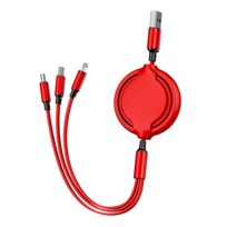 KABEL USB 3W1 ZWIJANY USB-C DO IPHONE MICRO USB TYP C ŁADOWARKA PŁASKI 1M