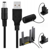 Kabel USB-A do DC 5.5x2.1mm 5.5/2.1 2.1x5.5mm 2.1/5.5 1,5m 5V przewód zasilający do routera WiFi kamery IP CCTV taśmy LED RGB Raspberry Pi modemu LTE smart home powerbanku monitoringu alarmu