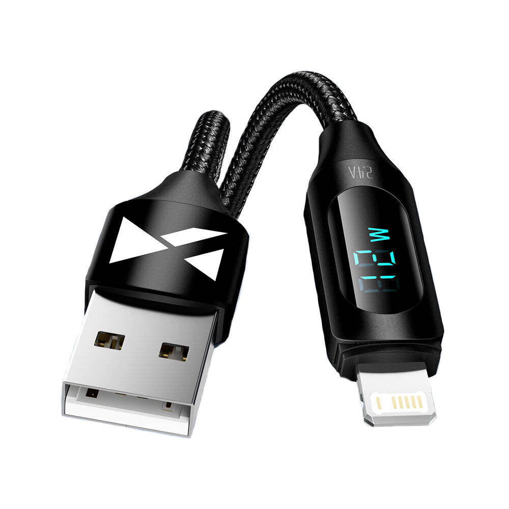 Фото - Кабель Wozinsky Kabel USB-A - Lightning  WUALC1 z wyświetlaczem LED 2.4A 1m - czar 