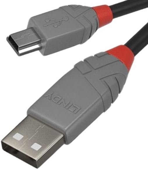 Kabel USB-A - miniUSB-B LINDY Anthra Line 36721, 0.5 m