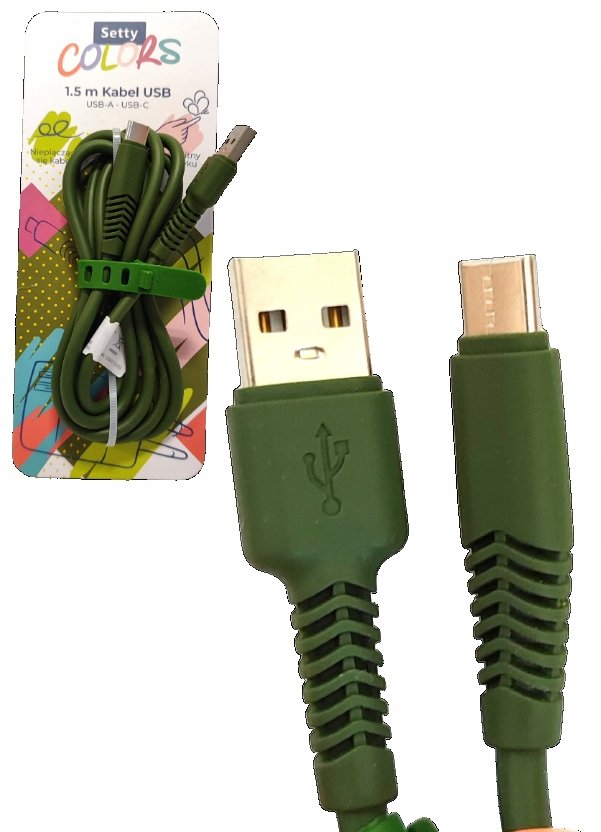 Kabel USB-A USB-C 1,5m Setty Colors CIEMNY ZIELONY - Setty | Sklep ...