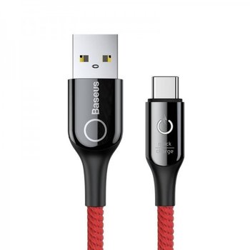 Kabel USB-C BASEUS z diodą LED C-shaped, QC 3.0, 1m, czerwony - Baseus