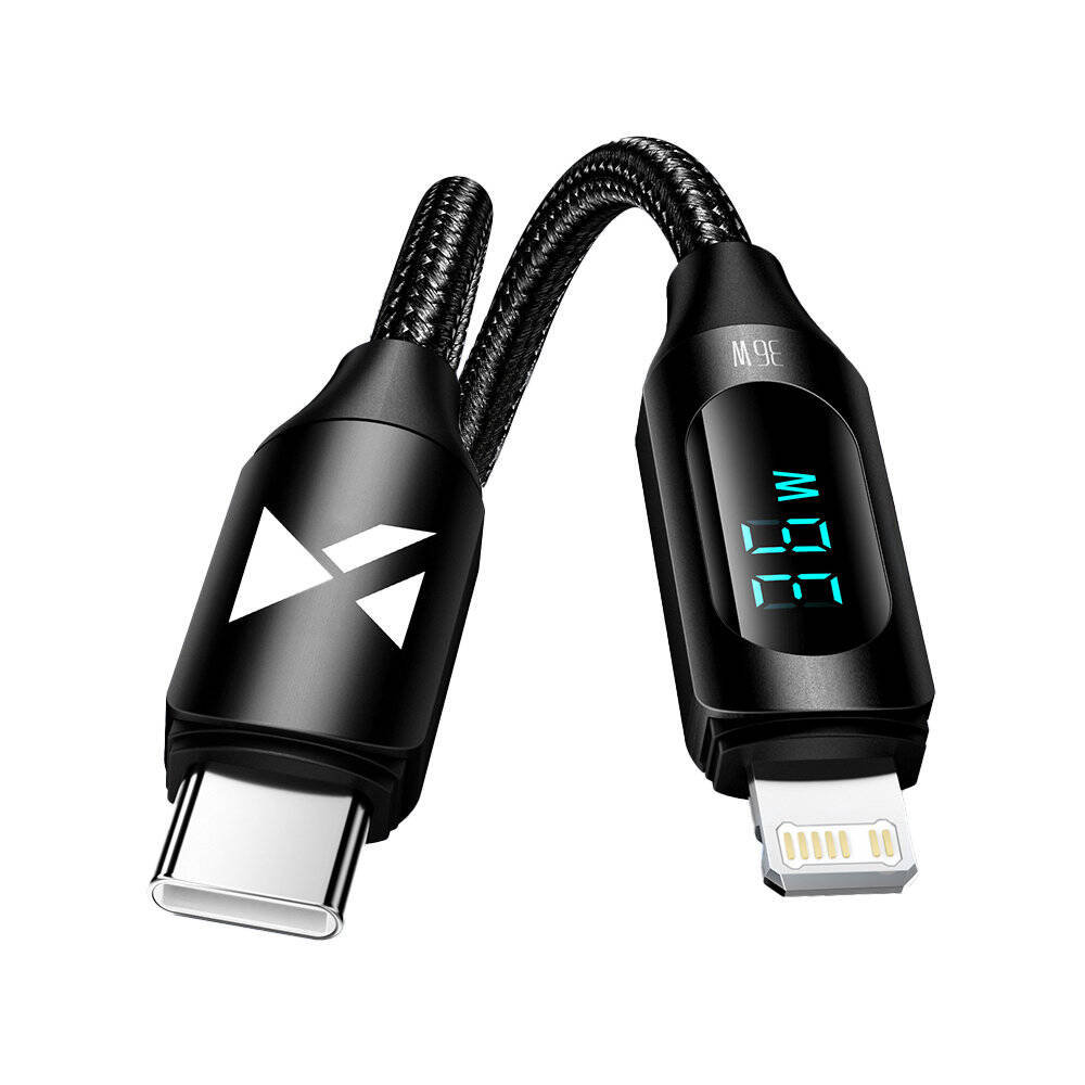 Zdjęcia - Kabel Wozinsky  USB-C - Lightning  WUCLC1 z wyświetlaczem LED 36W 1m - czarn 