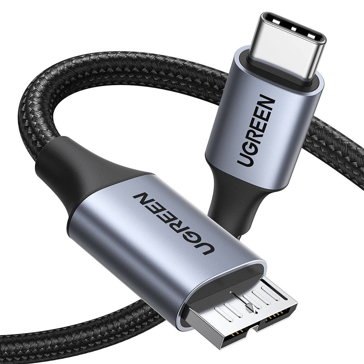 Zdjęcia - Słuchawki Ugreen Kabel USB C - Micro USB B 3.0 5Gb/s 3A 1m  US565 - szary 