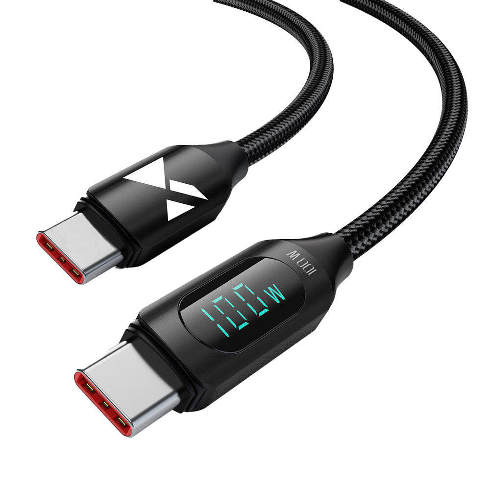 Фото - Кабель Wozinsky Kabel USB C - USB C  WUCCC1 z wyświetlaczem PD 100W 1m - czarny 