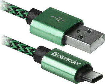 Kabel USB Defender USB-A - USB-C 1 m Zielony (87816) - Defender