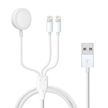 Kabel USB do 2x Lightning i Magnetyczna Ładowarka 2A Intensywność Biały - Avizar