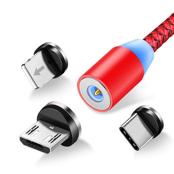Kabel USB do Lightning, 2,4 A USB-C i Micro-USB do ładowania i synchronizacji, 1,2 m — czerwony - Avizar