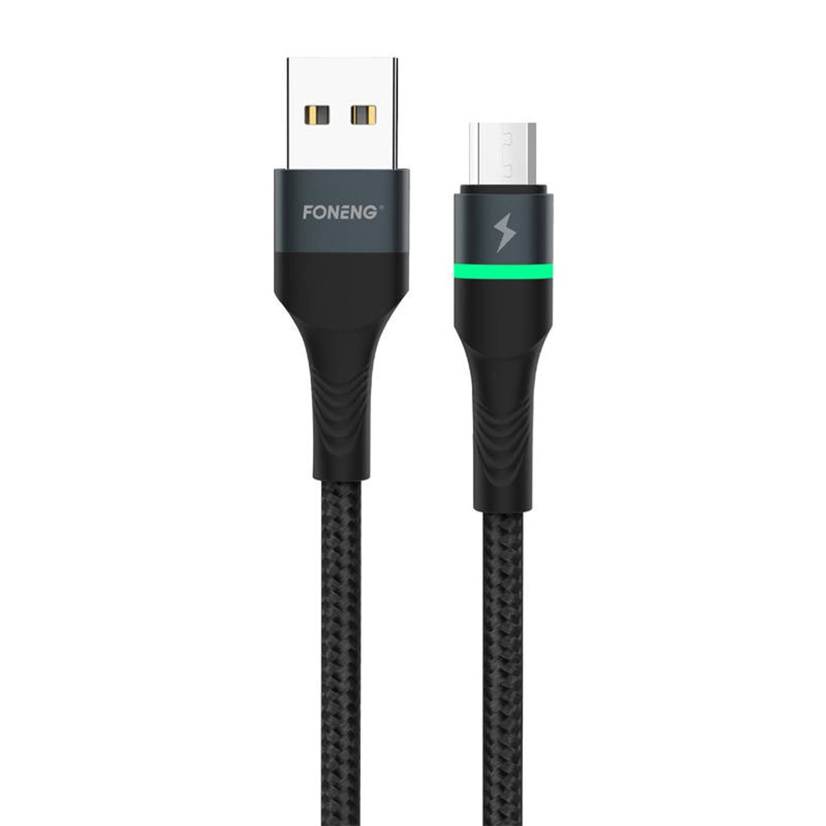 Фото - Кабель Foneng Kabel USB do Micro USB  X79, LED, Nylonowy oplot, 3A, 1m  (czarny)