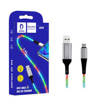 Kabel Usb Micro Denmen Led Stremer 1M Srebrny D25 2,4A Inny producent