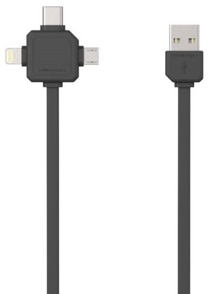 Zdjęcia - Kabel Allocacoc  USB - microUSB/ USB-C/Lightning  USBcable 9003GY/USBC15, 1. 