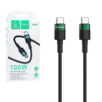 KABEL USB TYP-C DO TYP-C PD USB-C DENMEN CZARNY OPLOT 1M D62 100W - Inny producent