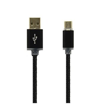 Kabel USB Typ-C pleciony nylon premium 1m - Czarny. - EtuiStudio