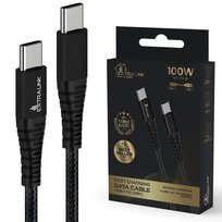 Kabel Usb Typu C Extralink Smart Life Braided 100W Usb Type-C To Type-C 2M Czarny 480 Mbps, 20V 5A Extralink