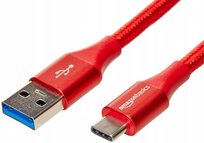 Kabel USB - USB C 1,8m czerwony oplot nylon