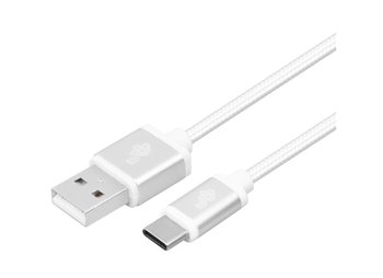 Kabel USB-USB C 2m srebrny sznurek - TB