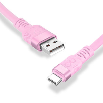 Kabel USBA-USBC eXc WHIPPY Pro 0.9m pudrowy róż - eXc