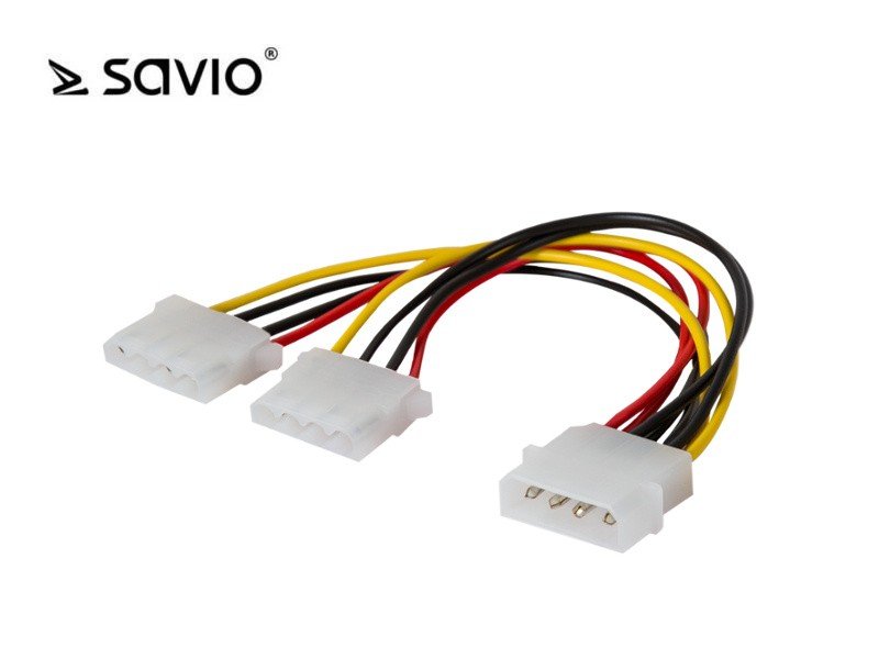 Kabel zasilający/adapter/rozdzielacz Molex 4pin M/2x4pin F Savio AK-09